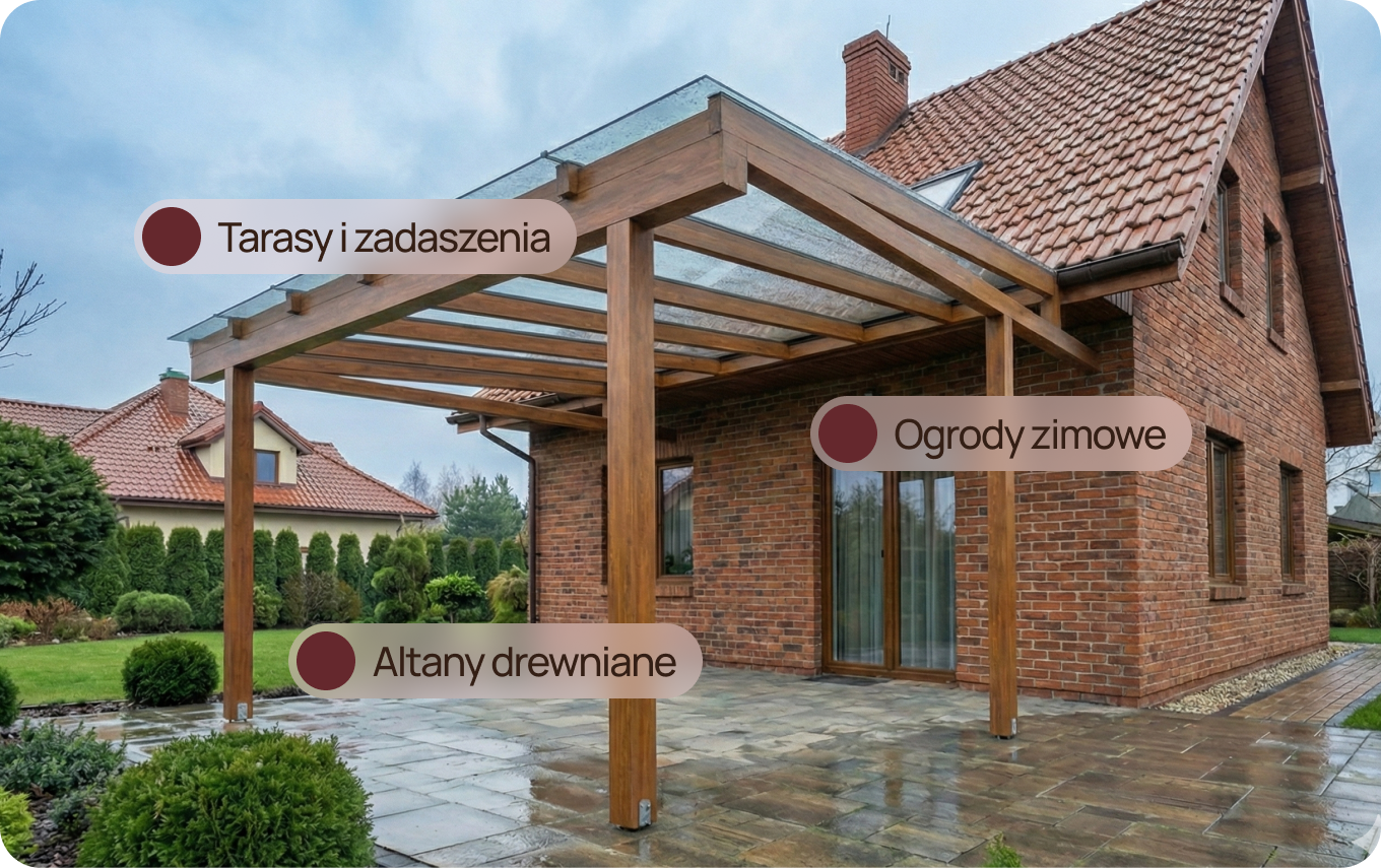 Projekt tarasu z zadaszeniem